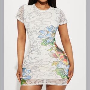 Floral Print White Dress ed hardy